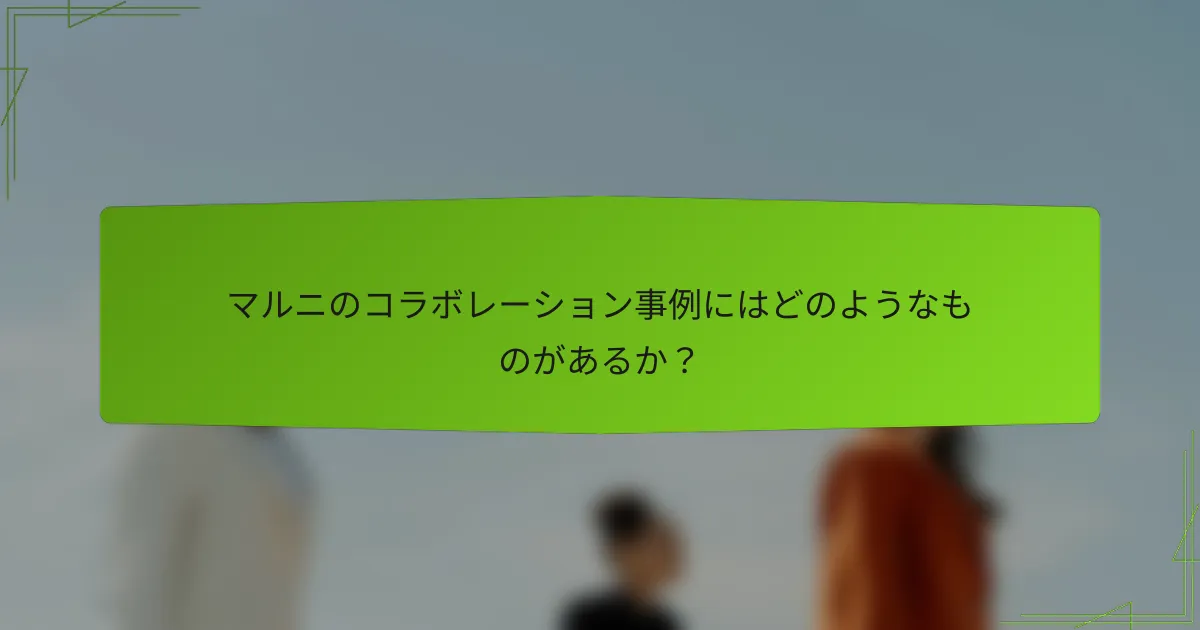 マルニのコラボレーション事例にはどのようなものがあるか?